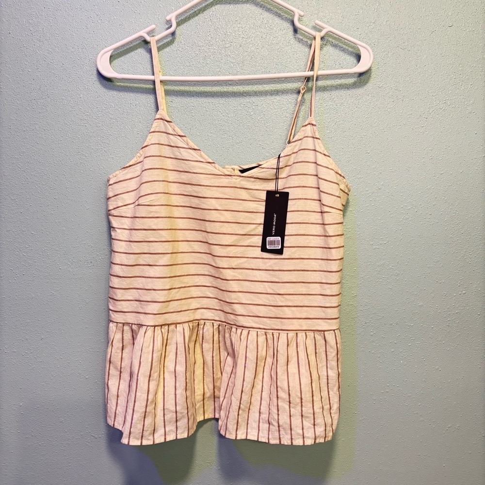 ⭐️ 3/$21 ⭐️ Vero Moda Cream Striped Camisole Size M NWT​